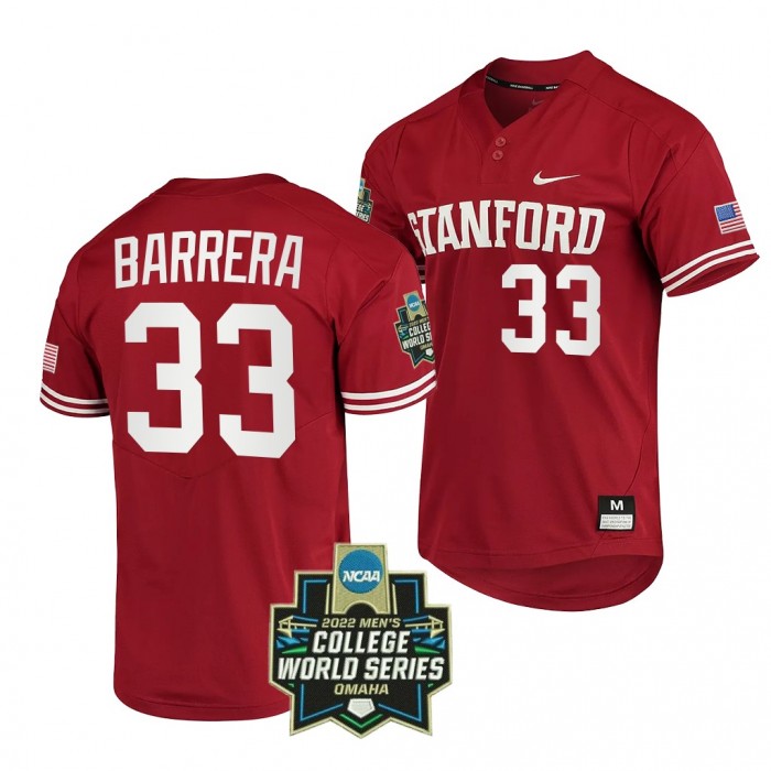 Brett Barrera Stanford Cardinal #33 Cardinal 2022 College World Series Baseball Jersey