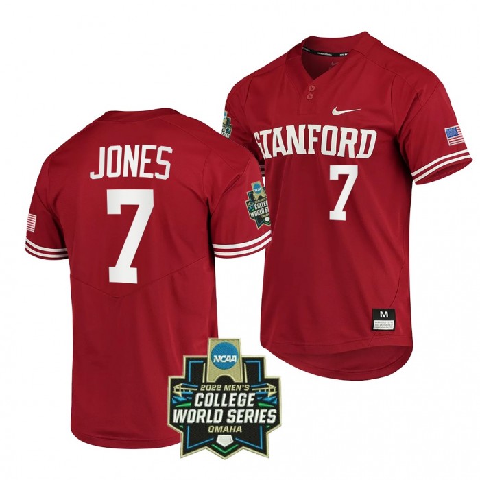 Brock Jones Stanford Cardinal #7 Cardinal 2022 College World Series Baseball Jersey