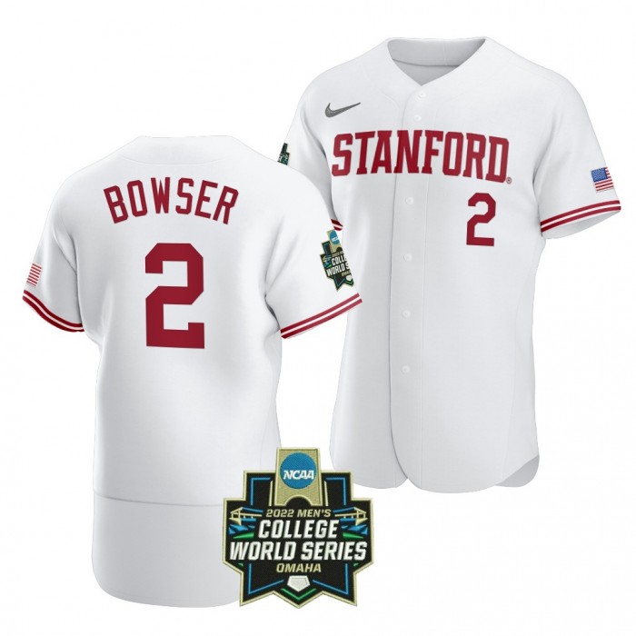 2022 College World Series Stanford Cardinal Drew Bowser #2 White Authentic Jersey Men