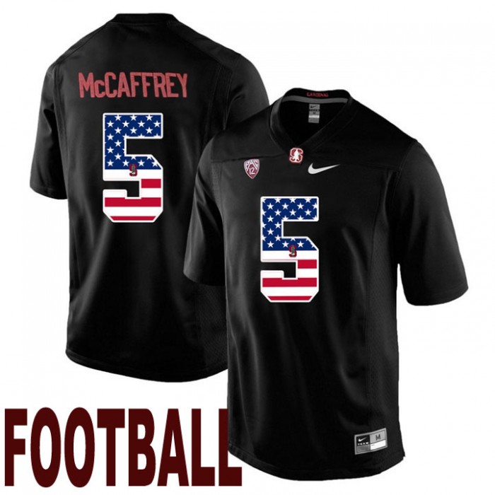 Stanford Cardinal #5 Christian McCaffrey Black USA Flag College Football Fashion Jersey