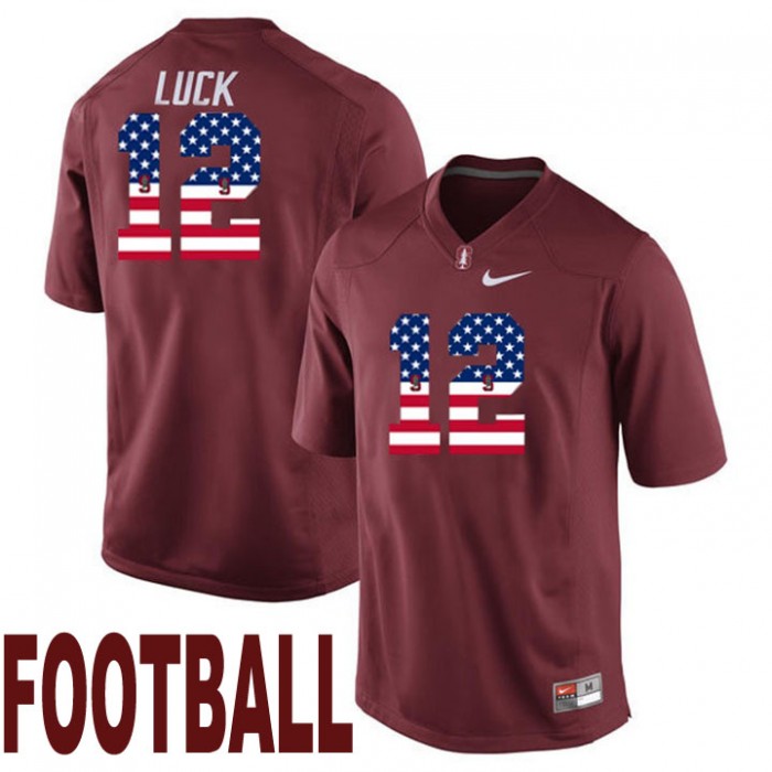 Stanford Cardinal #12 Andrew Luck Cardinal USA Flag College Football Fashion Jersey
