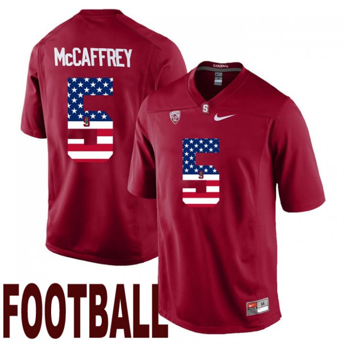 Stanford Cardinal #5 Christian McCaffrey Cardinal USA Flag College Football Fashion Jersey
