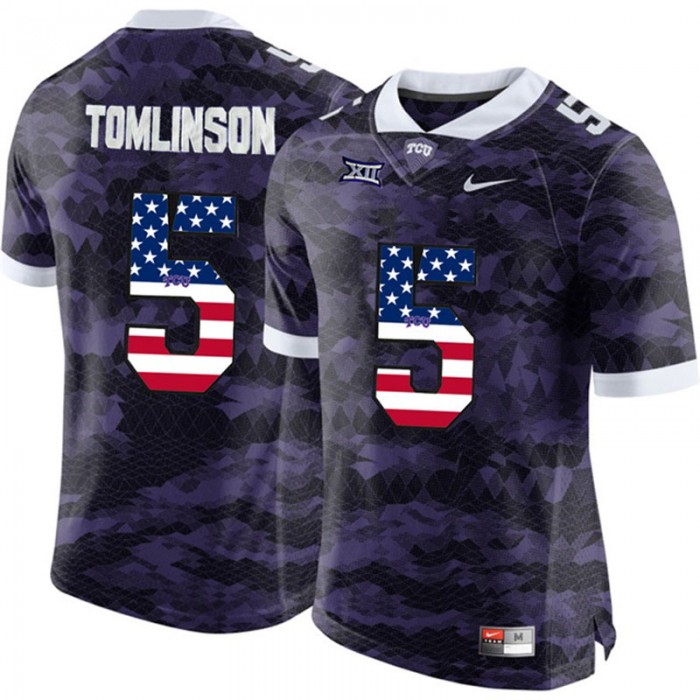 2017 US Flag Fashion Male TCU Horned Frogs LaDainian Tomlinson Purple College Football Limited Jersey
