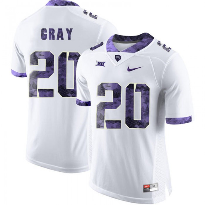 Male Deante Gray TCU Horned Frogs White College Football New Season Game Jersey