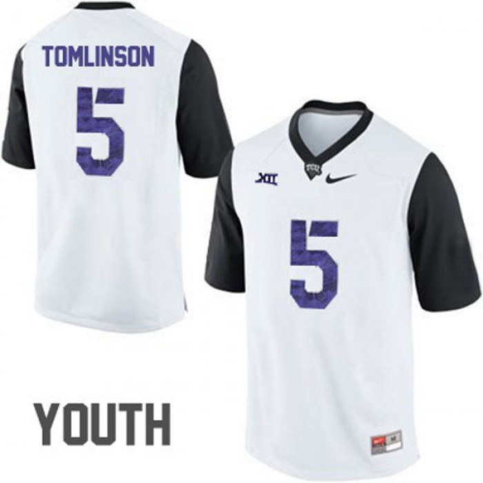 TCU Horned Frogs #5 LaDainian Tomlinson White Football Youth Jersey