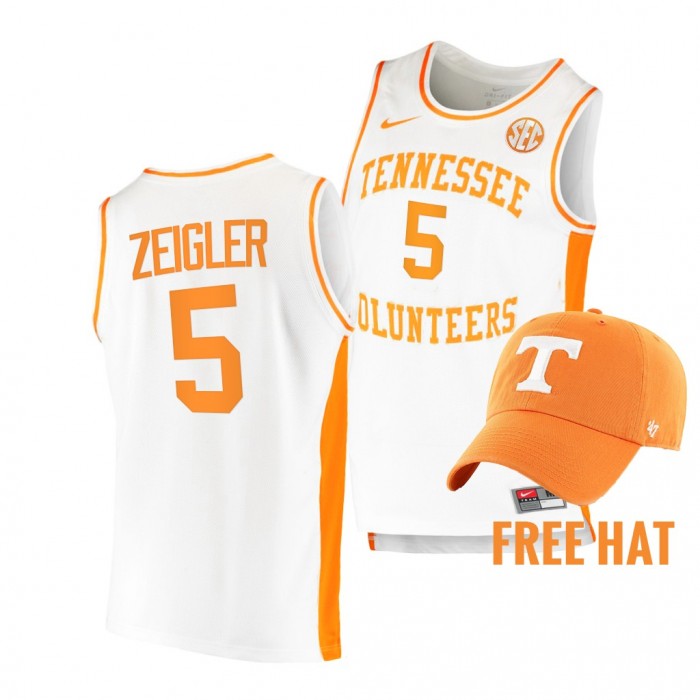 2021-22 Tennessee Volunteers College Basketball Zakai Zeigler Jersey White