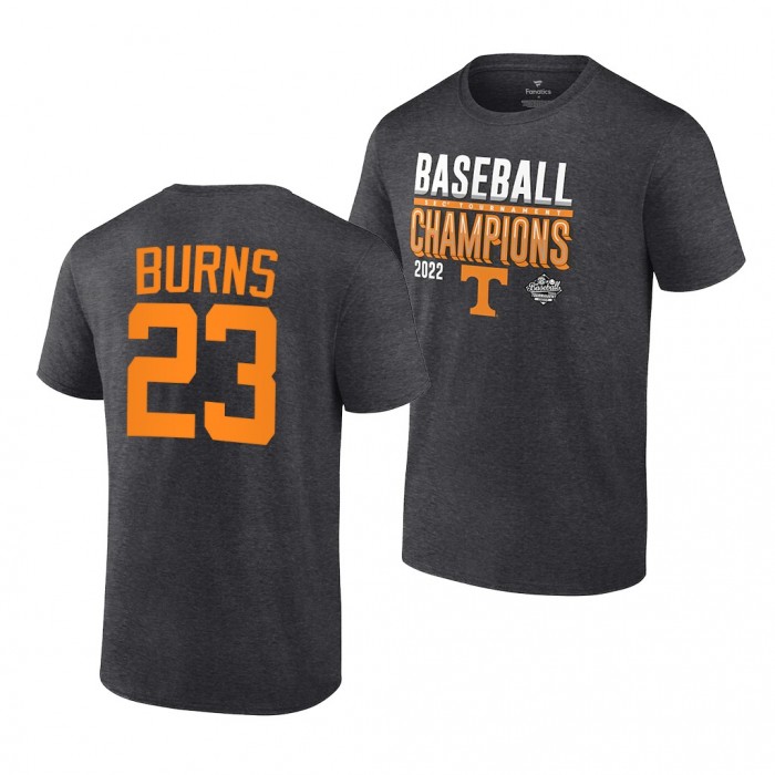2022 SEC Baseball Tournament Champions Tennessee Volunteers Chase Burns Locker Room T-Shirt-Charcoal