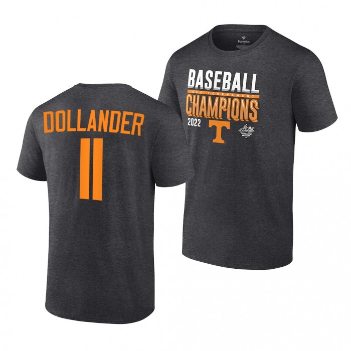 2022 SEC Baseball Tournament Champions Tennessee Volunteers Chase Dollander Locker Room T-Shirt-Charcoal