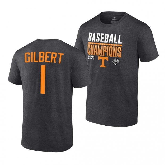 2022 SEC Baseball Tournament Champions Tennessee Volunteers Drew Gilbert Locker Room T-Shirt-Charcoal