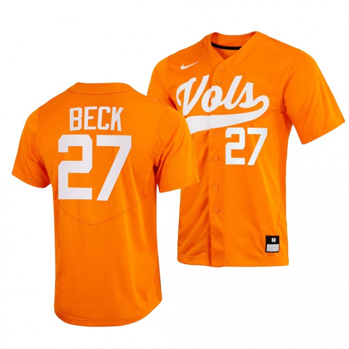 Jordan Beck Tennessee Volunteers #27 Orange College Baseball Home Jersey