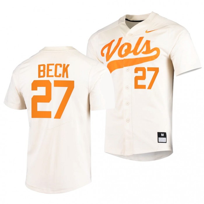 Tennessee Volunteers Jordan Beck 2022 College Baseball Replica White #27 Jersey