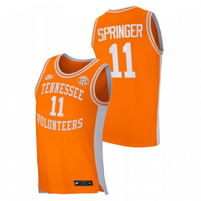 Tennessee Volunteers Jaden Springer Jersey College Basketball Orange Retro Men