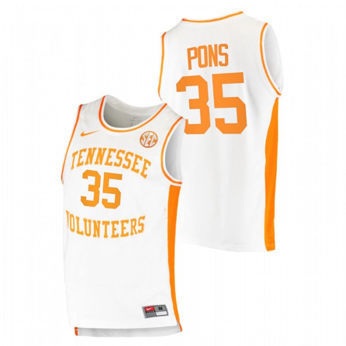 Tennessee Volunteers Yves Pons Jersey College Basketball White Replica Men