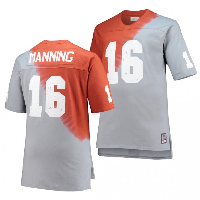 Tennessee Volunteers Peyton Manning Hardwood Classics Tie-Dye V-Neck T-Shirt-Orange Gray