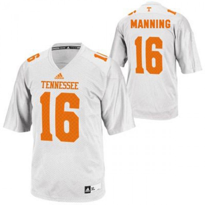 Tennessee Volunteers #16 Peyton Manning White Football For Men Jersey