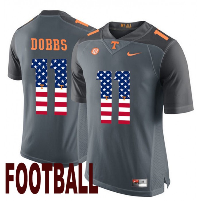 Tennessee Volunteers #11 Joshua Dobbs Gray USA Flag College Football Fashion Jersey