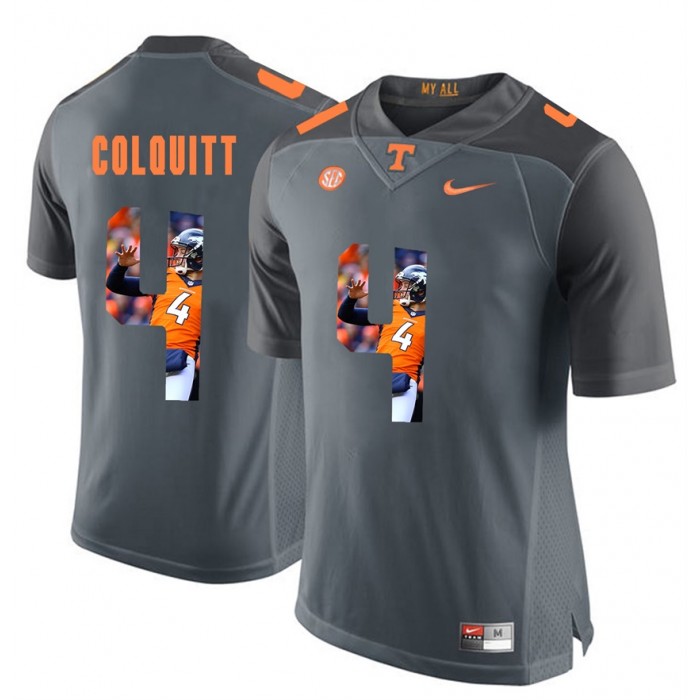 Britton Colquitt Tennessee Volunteers Grey Player Pictorial Fashion Jersey