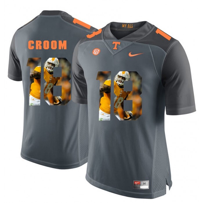 Jason Croom Tennessee Volunteers Grey Player Pictorial Fashion Jersey