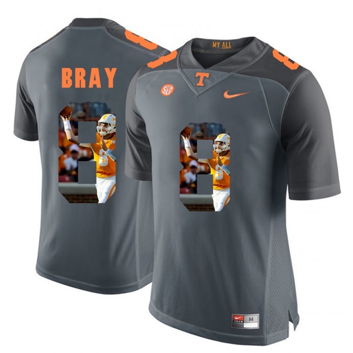 Tyler Bray Tennessee Volunteers Grey Player Pictorial Fashion Jersey