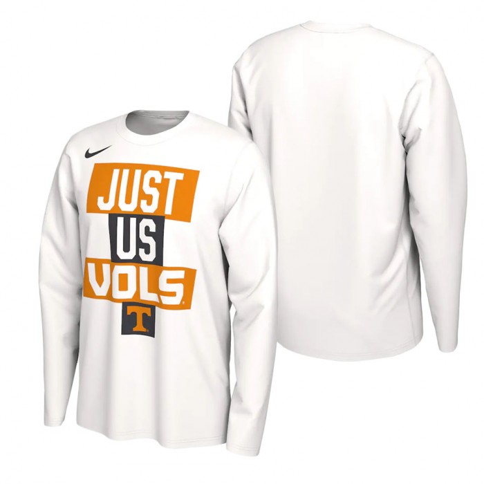 Tennessee Volunteers Nike 2021 Postseason Basketball JUST US Bench Legend Long Sleeve T-Shirt White