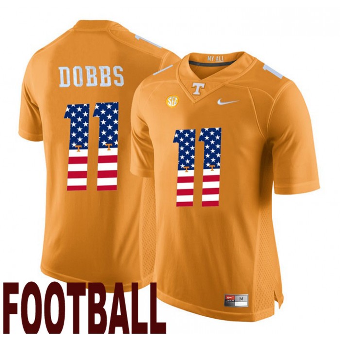 Tennessee Volunteers #11 Joshua Dobbs Orange USA Flag College Football Fashion Jersey