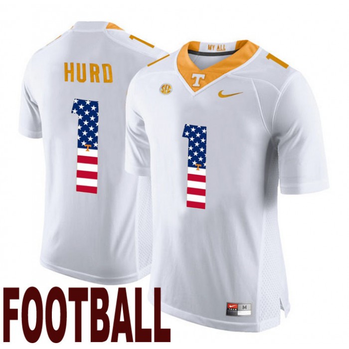Tennessee Volunteers #1 Jalen Hurd White USA Flag College Football Fashion Jersey