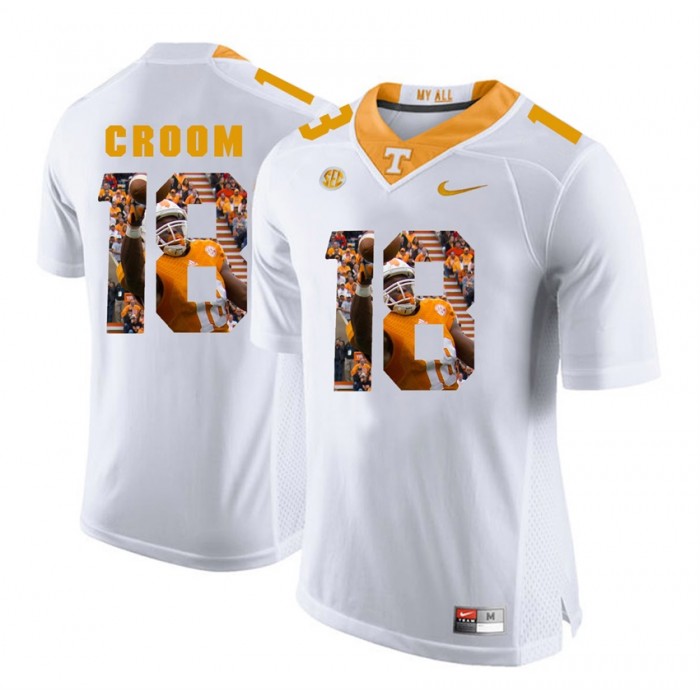 Jason Croom Tennessee Volunteers White Player Pictorial Fashion Jersey