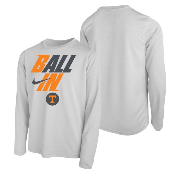 Tennessee Volunteers Nike Youth Ball In Bench Long Sleeve T-Shirt White