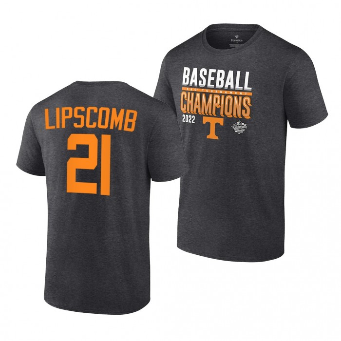 2022 SEC Baseball Tournament Champions Tennessee Volunteers Trey Lipscomb Locker Room T-Shirt-Charcoal