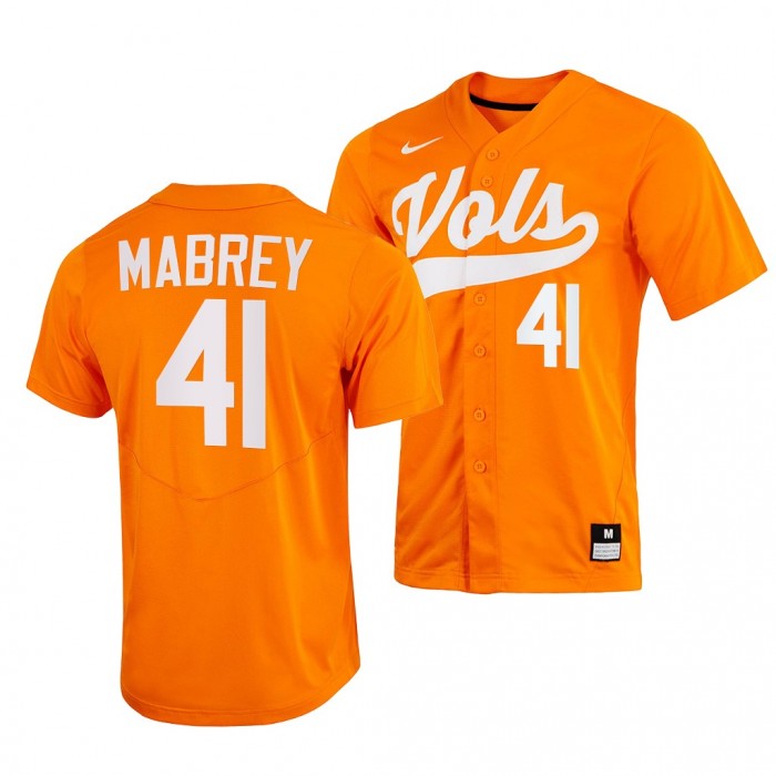 Will Mabrey Tennessee Volunteers #41 Orange College Baseball Home Jersey