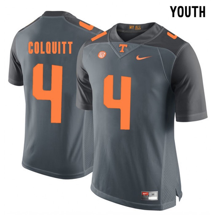 Youth Tennessee Volunteers Football Grey College Britton Colquitt Jersey