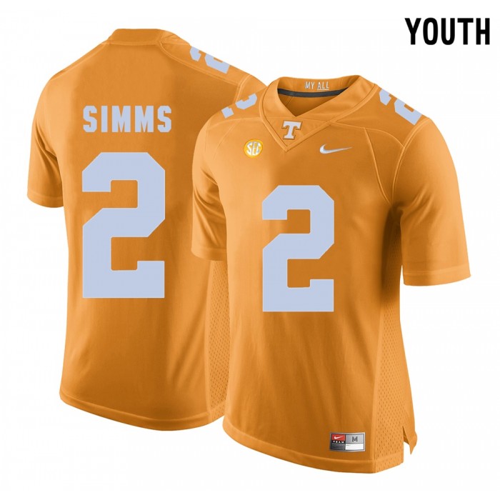 Youth Tennessee Volunteers Football Orange College Matt Simms Jersey