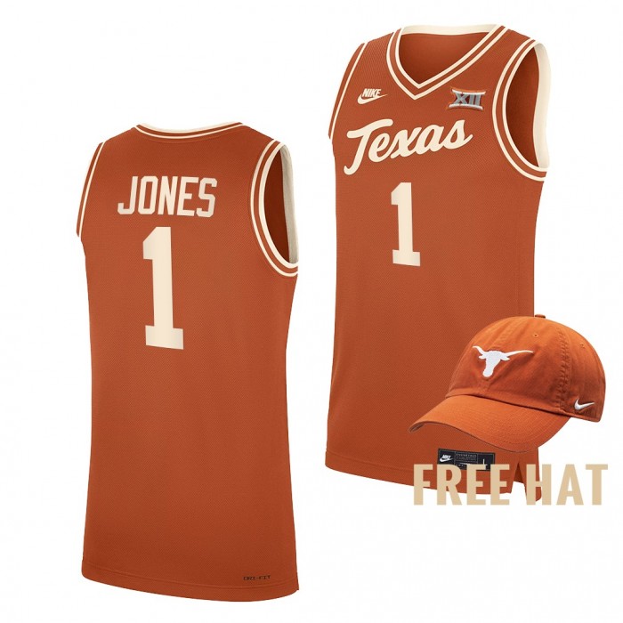 Texas Longhorns Andrew Jones Orange College Basketball Jersey Free Hat