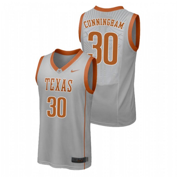 Men's Texas Longhorns College Basketball Gray Brock Cunningham Replica Jersey