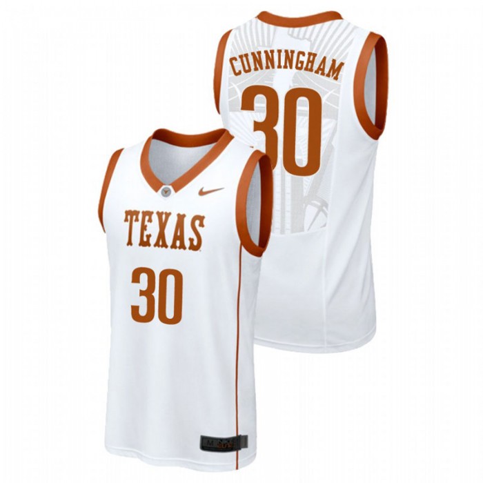 Men's Texas Longhorns College Basketball White Brock Cunningham Replica Jersey