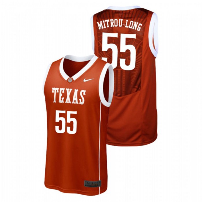 Men's Texas Longhorns College Basketball Burnt Orange Elijah Mitrou-Long Replica Jersey