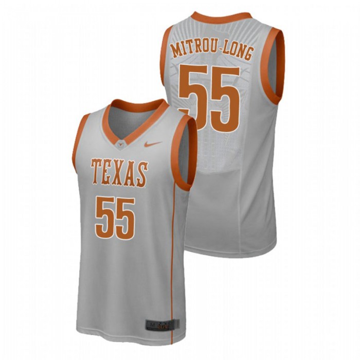 Men's Texas Longhorns College Basketball Gray Elijah Mitrou-Long Replica Jersey