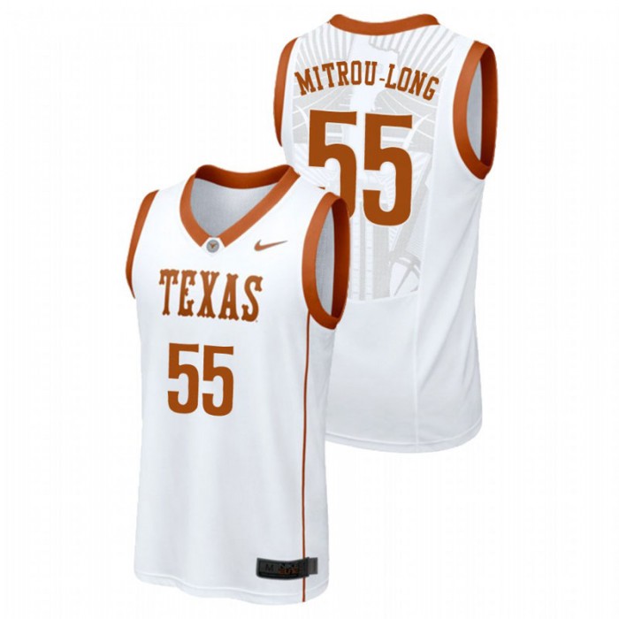 Men's Texas Longhorns College Basketball White Elijah Mitrou-Long Replica Jersey