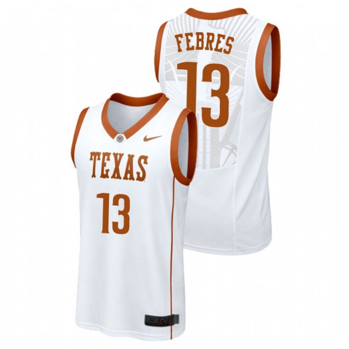 Men's Texas Longhorns College Basketball White Jase Febres Replica Jersey