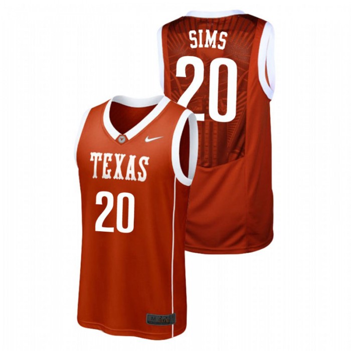 Men's Texas Longhorns College Basketball Burnt Orange Jericho Sims Replica Jersey