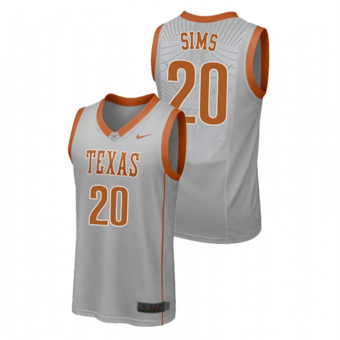 Men's Texas Longhorns College Basketball Gray Jericho Sims Replica Jersey