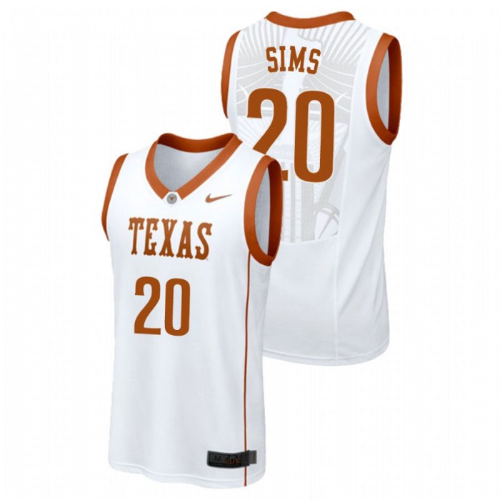 Men's Texas Longhorns College Basketball White Jericho Sims Replica Jersey