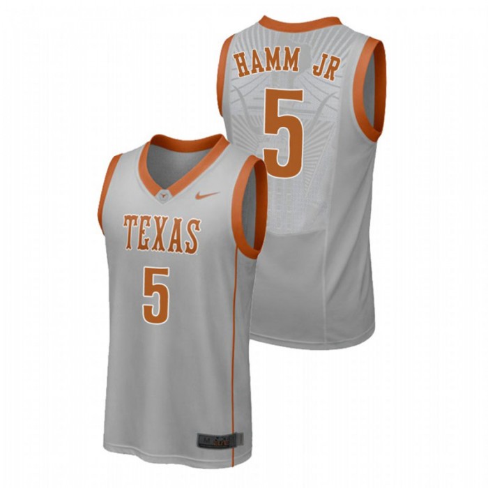 Men's Texas Longhorns College Basketball Gray Royce Hamm Jr Replica Jersey