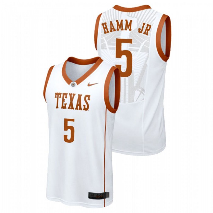 Men's Texas Longhorns College Basketball White Royce Hamm Jr Replica Jersey