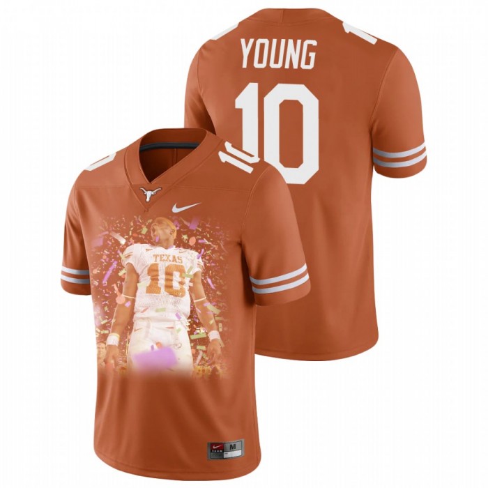 Texas Longhorns Vince Young Player Portrait Win Over USC In Rose Bowl Jersey For Men Orange