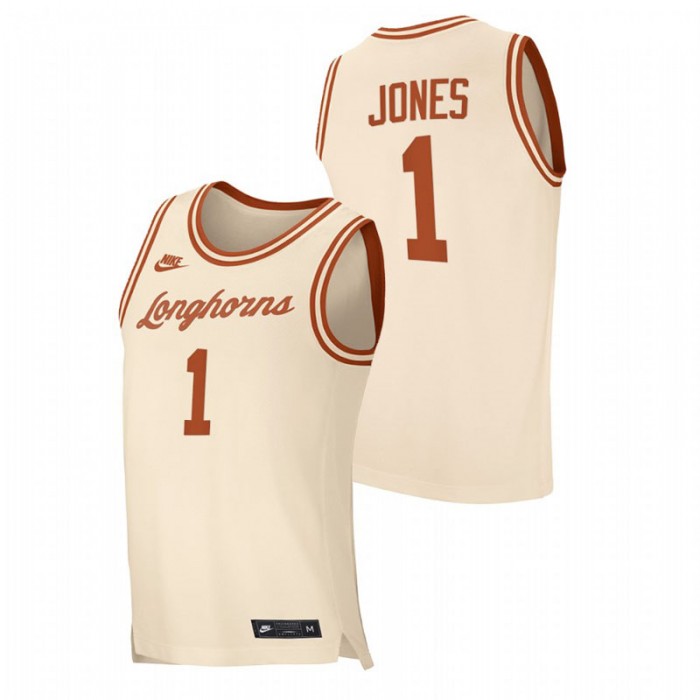 Texas Longhorns Retro Basketball Andrew Jones Replica Jersey Cream Men