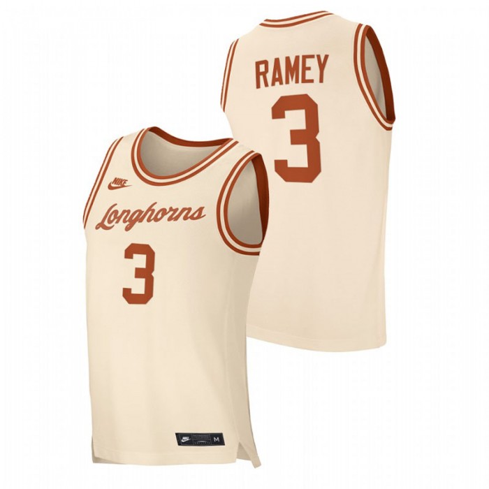 Texas Longhorns Retro Basketball Courtney Ramey Replica Jersey Cream Men