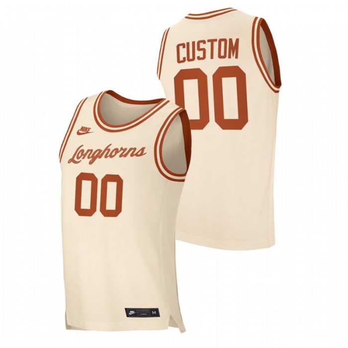 Texas Longhorns Retro Basketball Custom Replica Jersey Cream Men