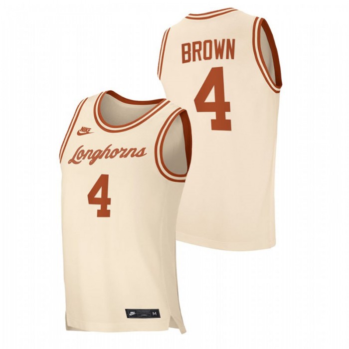 Texas Longhorns Retro Basketball Greg Brown Replica Jersey Cream Men