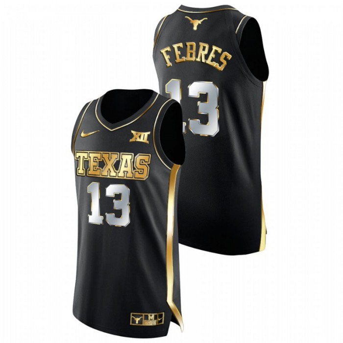 Texas Longhorns Golden Edition Jase Febres College Basketball Jersey Black Men